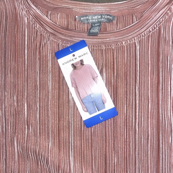 NWT ANDREW MARC Pink Crinkle Blouse Size **XXL** - Picture 2 of 2